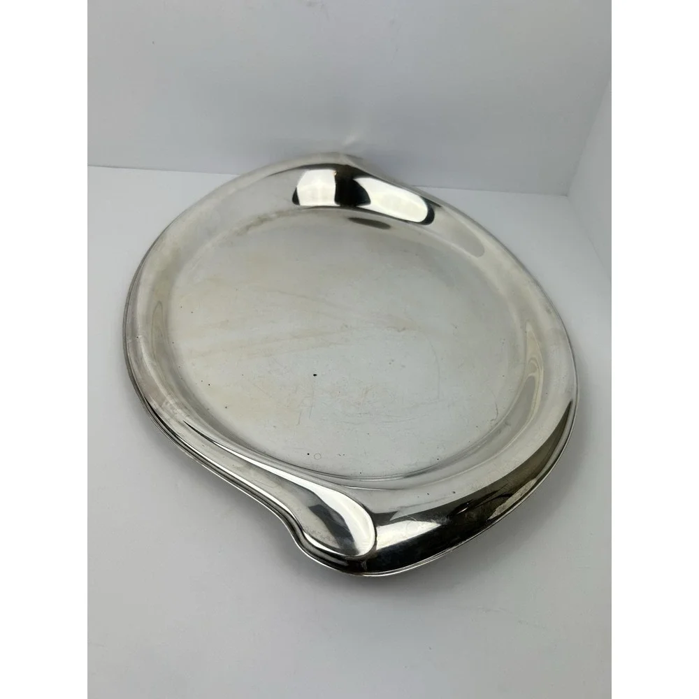 VTG 1847 Rogers Bros Flair Silverplate Oval Serving Tray Int. Silver Mid Century